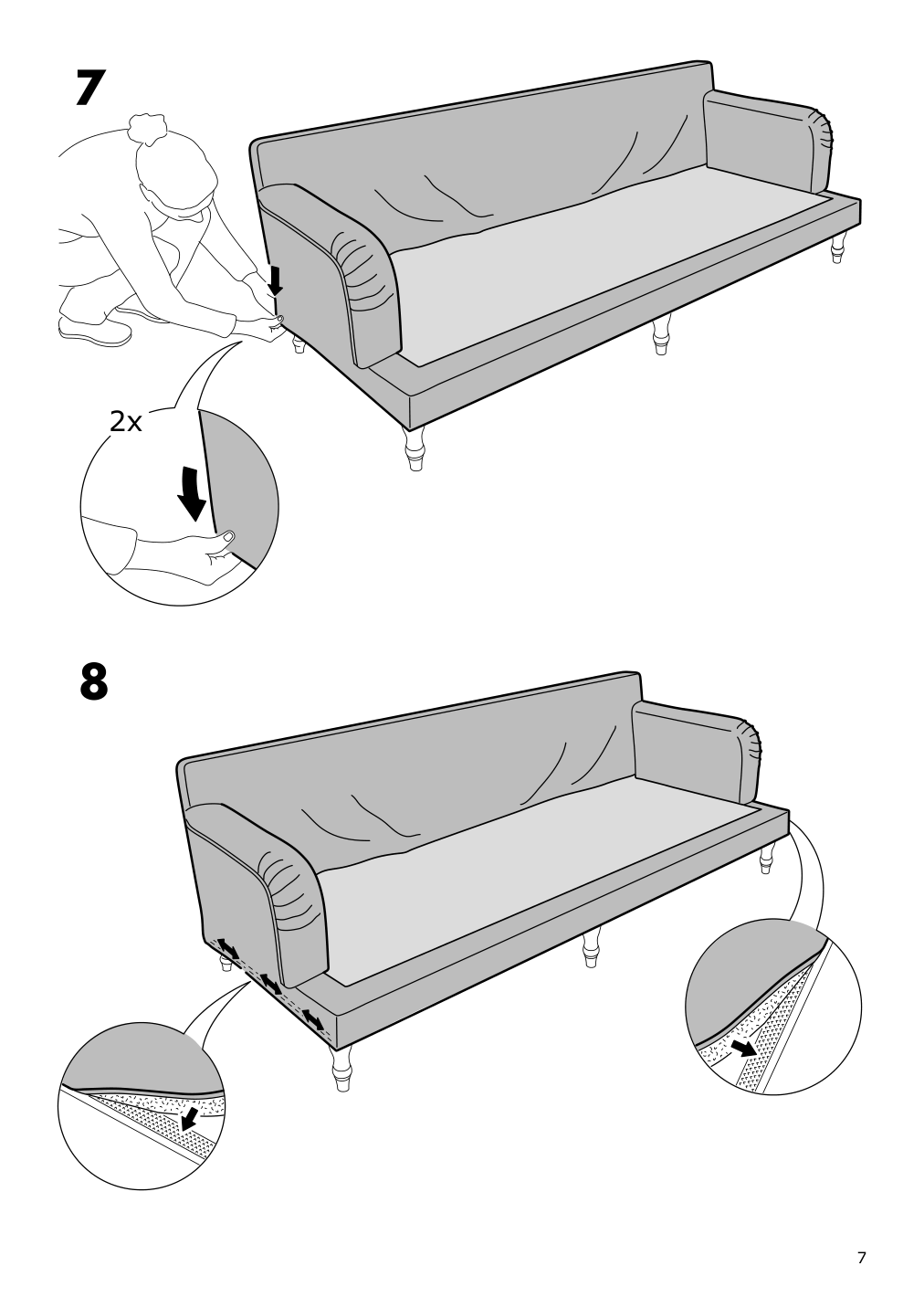 Assembly instructions for IKEA Stocksund 3 5 seat sofa cover hovsten gray white | Page 7 - IKEA STOCKSUND 3.5-seat sofa cover 203.063.73