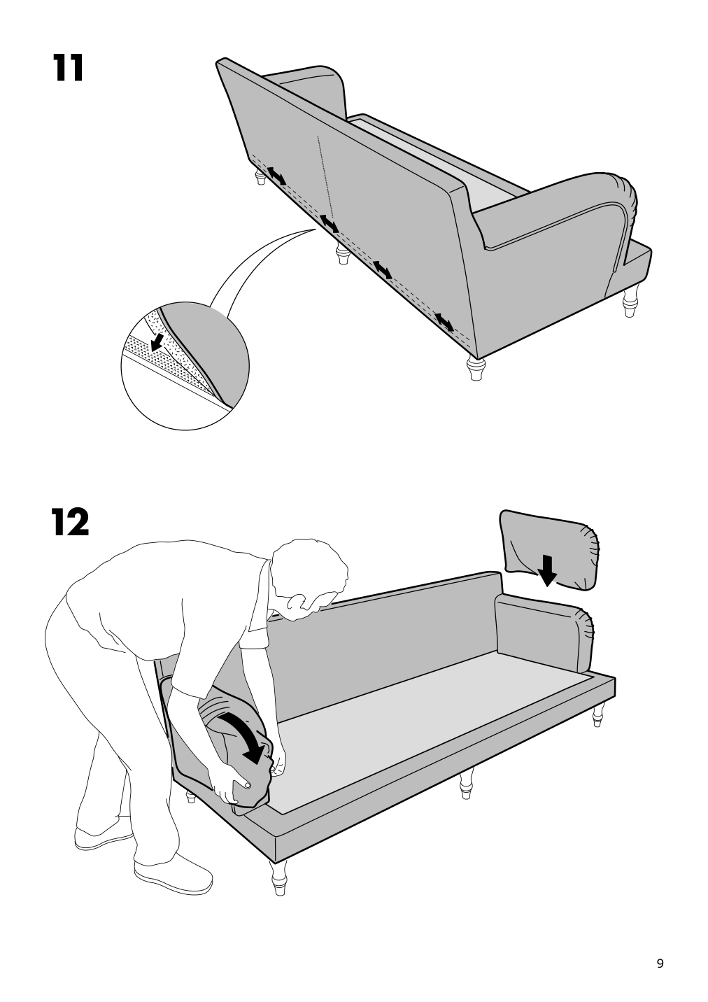 Assembly instructions for IKEA Stocksund 3 5 seat sofa cover hovsten gray white | Page 9 - IKEA STOCKSUND 3.5-seat sofa cover 203.063.73