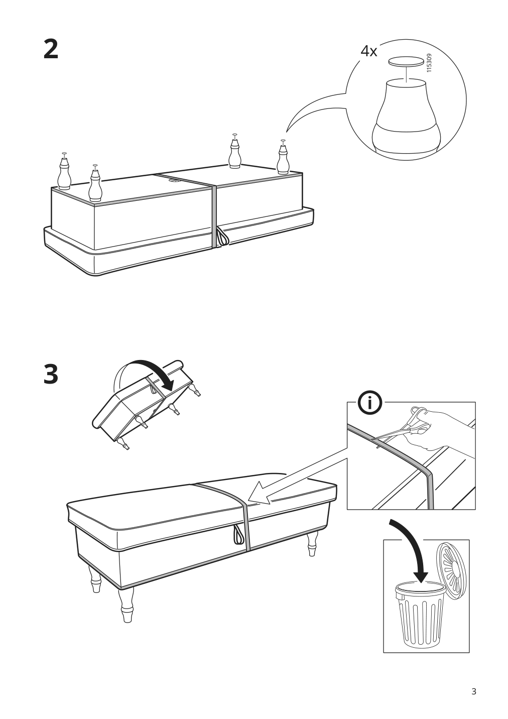 Assembly instructions for IKEA Stocksund bench cover hovsten gray white | Page 3 - IKEA STOCKSUND bench cover 503.063.57