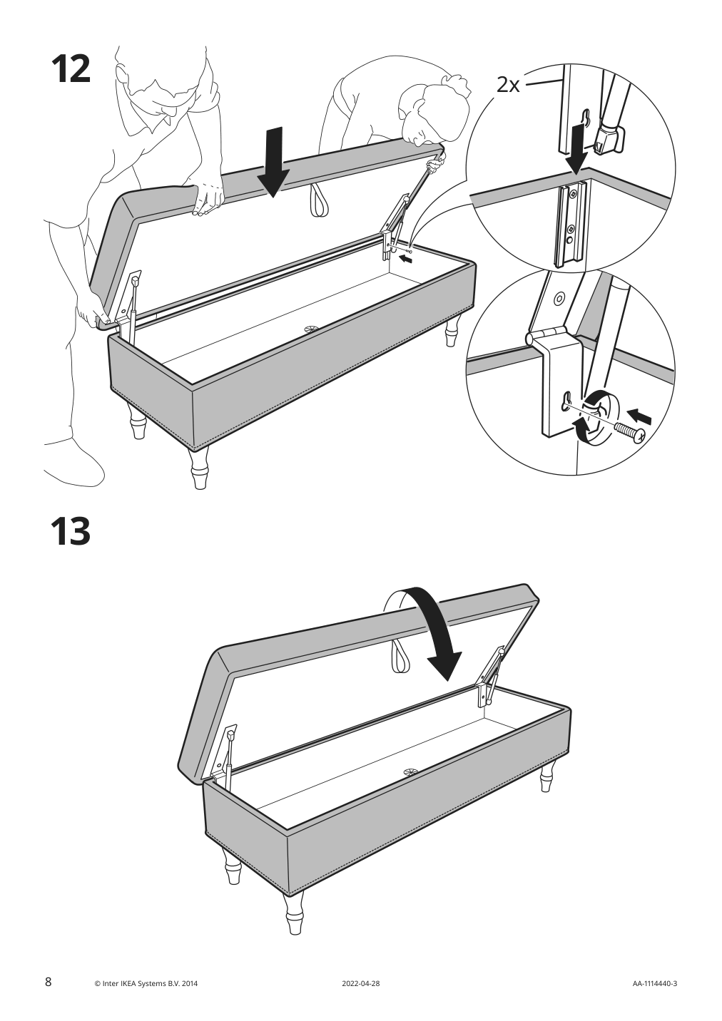 Assembly instructions for IKEA Stocksund bench cover hovsten gray white | Page 8 - IKEA STOCKSUND bench cover 503.063.57