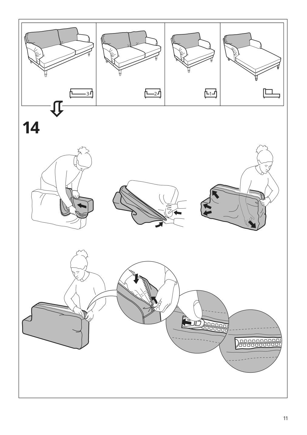 Assembly instructions for IKEA Stocksund chair cover nolhaga dark gray | Page 11 - IKEA STOCKSUND chair cover 502.803.24