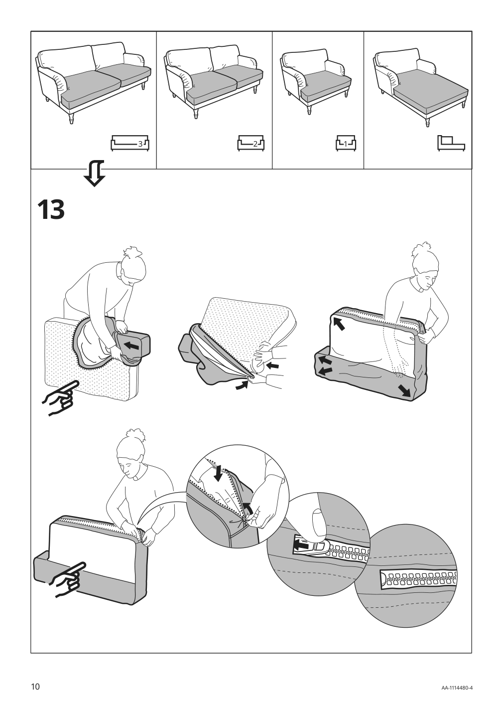 Assembly instructions for IKEA Stocksund cover for loveseat nolhaga dark green | Page 10 - IKEA STOCKSUND cover for loveseat 804.154.87