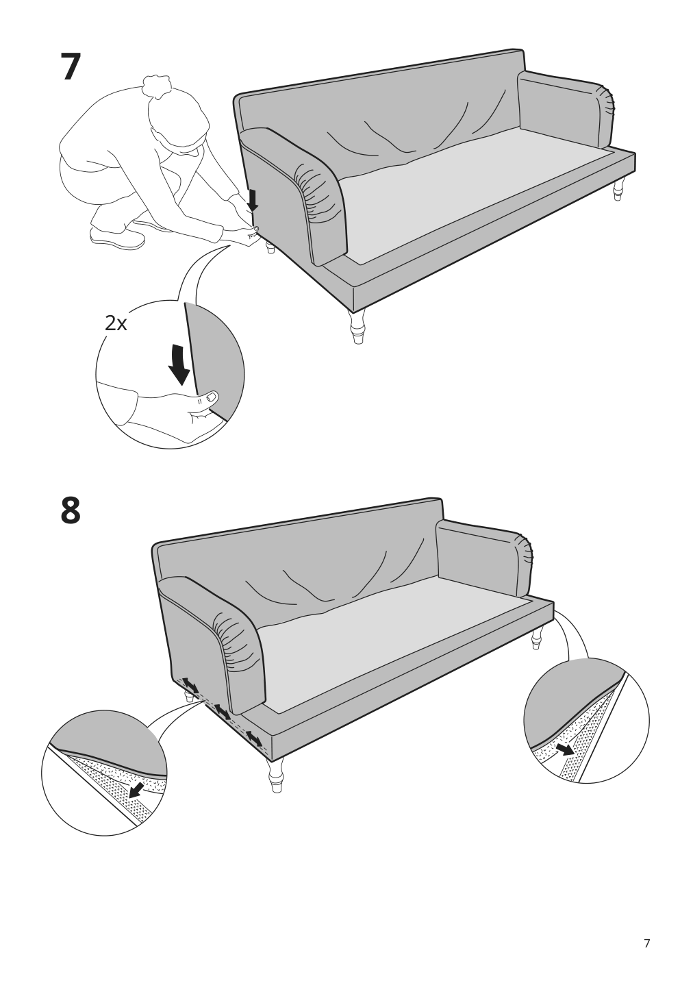 Assembly instructions for IKEA Stocksund cover for loveseat nolhaga dark green | Page 7 - IKEA STOCKSUND cover for loveseat 804.154.87