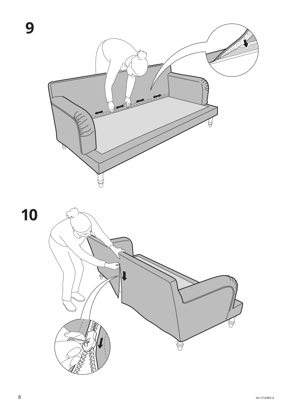 Assembly instructions for IKEA Stocksund cover for loveseat segersta multicolor | Page 8 - IKEA STOCKSUND cover for loveseat 204.154.90