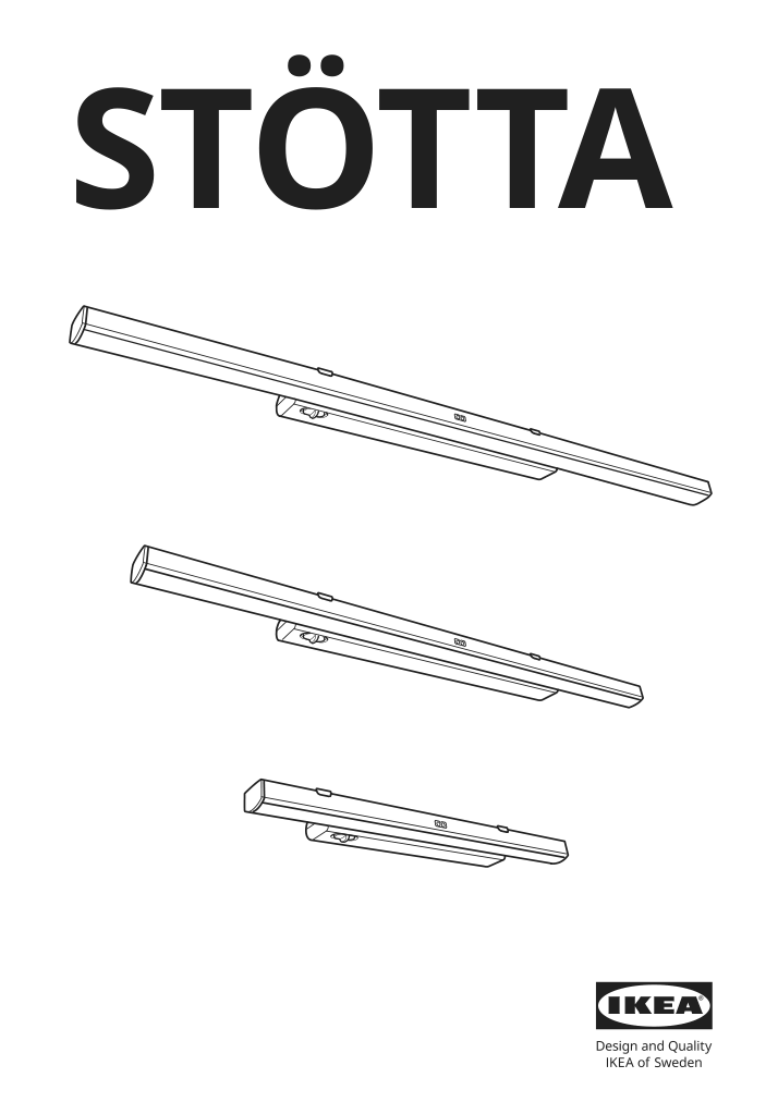 Assembly instructions for IKEA Stoetta led cabinet lighting strip w sensor battery operated white | Page 1 - IKEA STÖTTA LED cabinet lighting strip w sensor 903.600.93