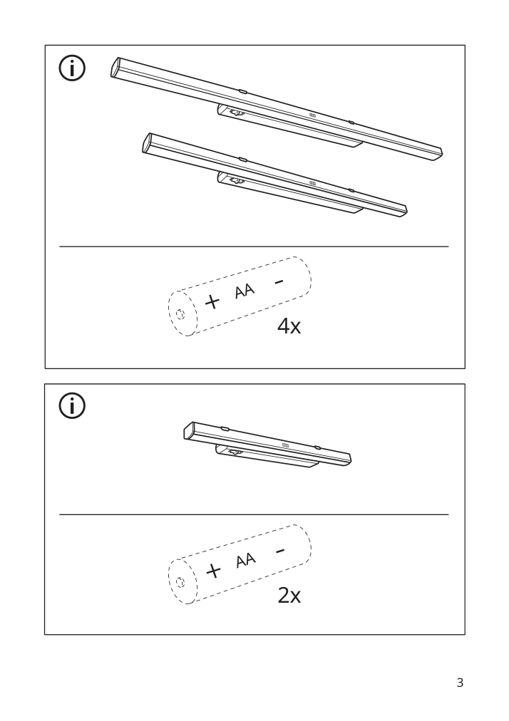 Assembly instructions for IKEA Stoetta led cabinet lighting strip w sensor battery operated white | Page 3 - IKEA STÖTTA LED cabinet lighting strip w sensor 903.600.93