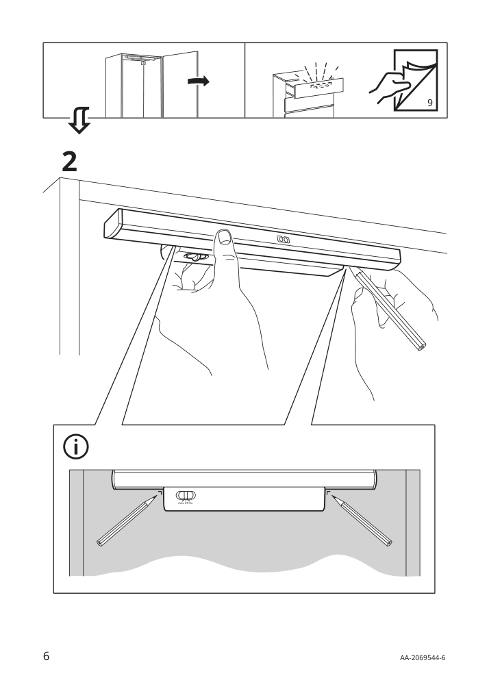 Assembly instructions for IKEA Stoetta led cabinet lighting strip w sensor battery operated white | Page 6 - IKEA STÖTTA LED cabinet lighting strip w sensor 903.600.93