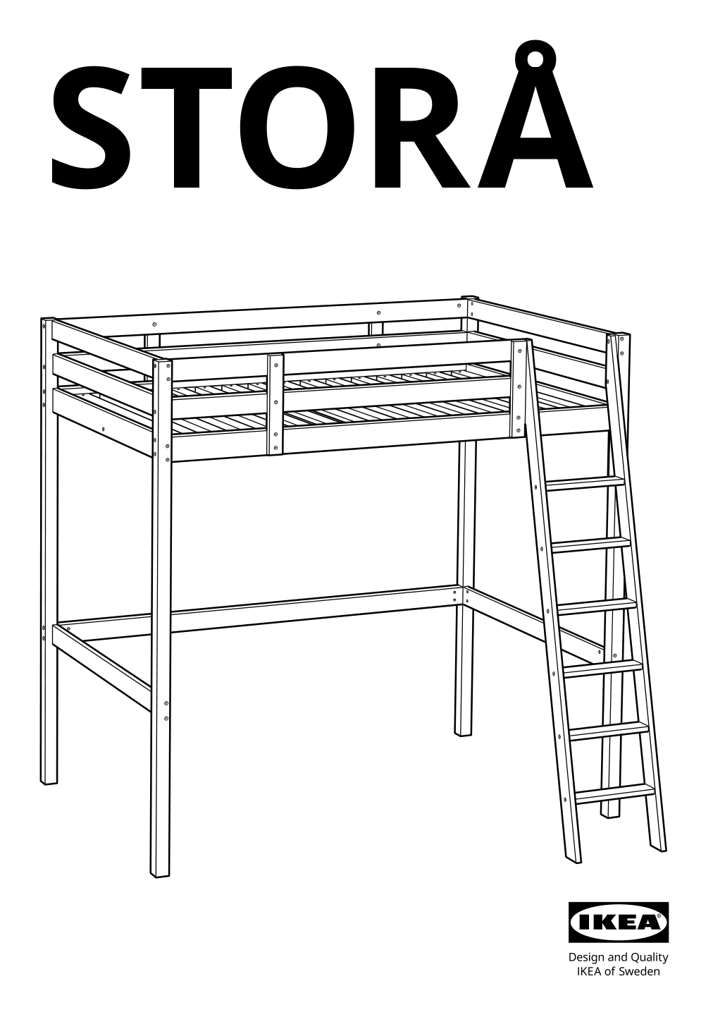 Assembly instructions for IKEA Stora loft bed frame black | Page 1 - IKEA STORÅ loft bed frame 001.608.66