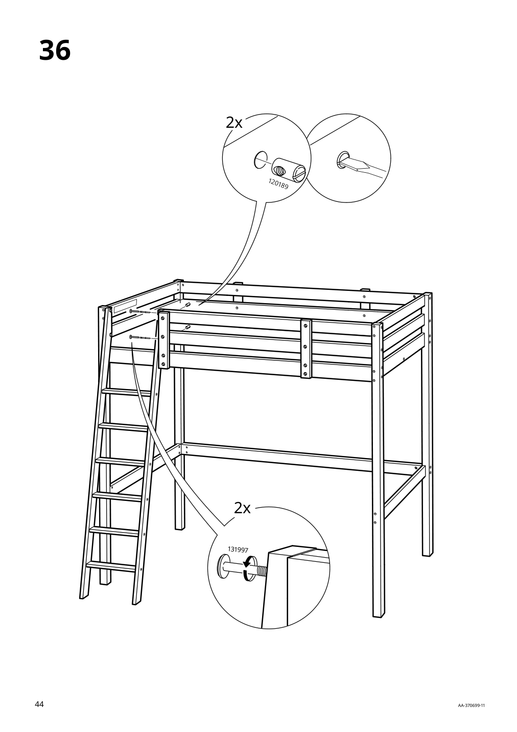 Assembly instructions for IKEA Stora loft bed frame black | Page 44 - IKEA STORÅ loft bed frame 001.608.66