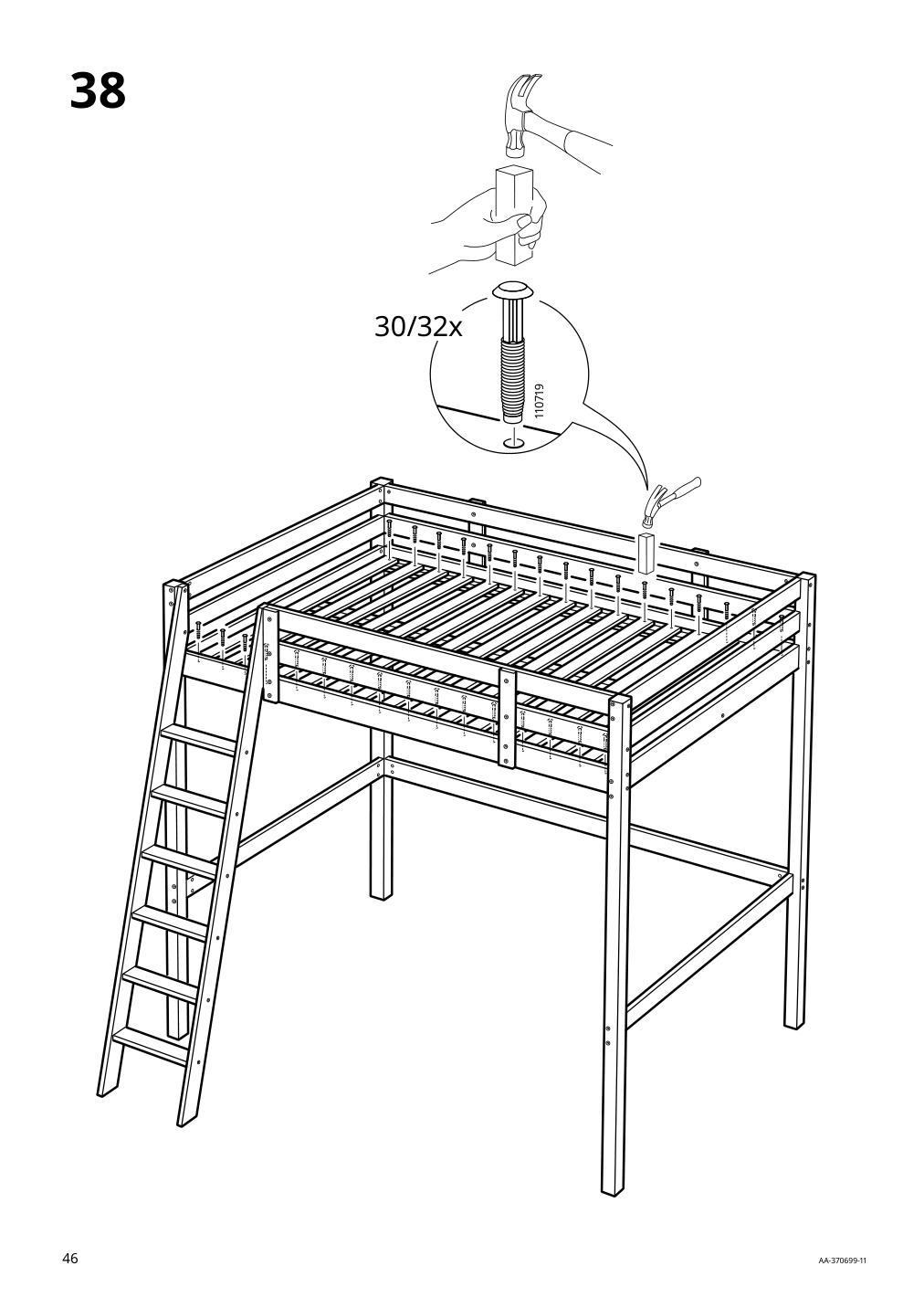 Assembly instructions for IKEA Stora loft bed frame black | Page 46 - IKEA STORÅ loft bed frame 001.608.66