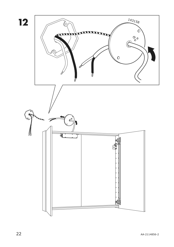 Assembly instructions for IKEA Storjorm mirror cabinet w 2 doors light white | Page 22 - IKEA STORJORM mirror cabinet w/2 doors & light 402.481.22