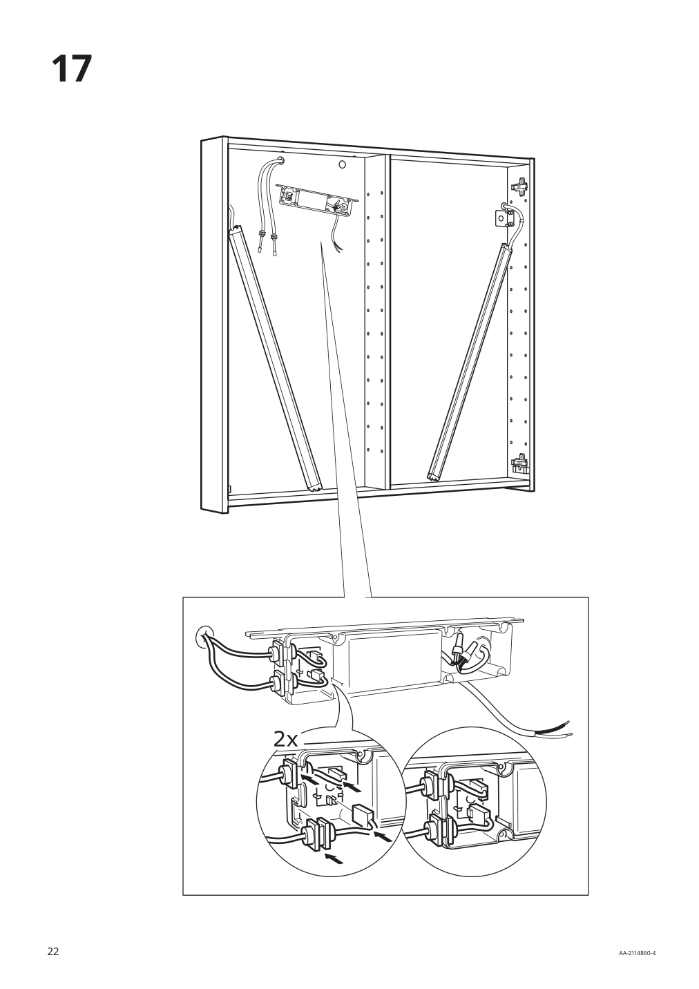 Assembly instructions for IKEA Storjorm mirror cabinet w 2 doors light white | Page 22 - IKEA STORJORM mirror cabinet w/2 doors & light 202.481.18