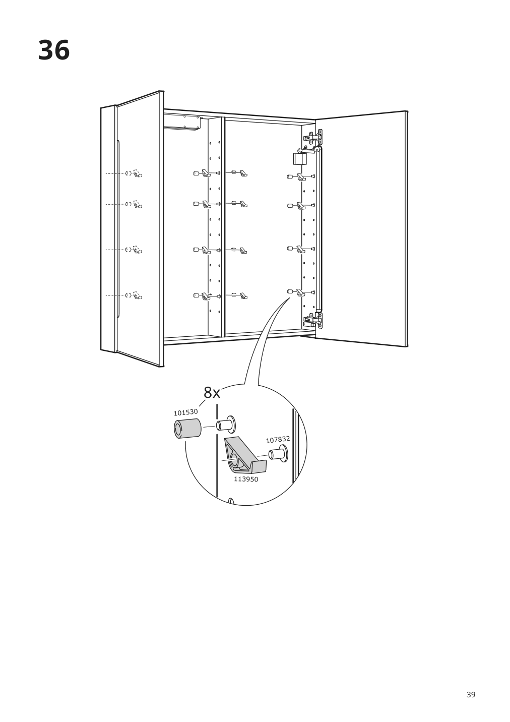 Assembly instructions for IKEA Storjorm mirror cabinet w 2 doors light white | Page 39 - IKEA STORJORM mirror cabinet w/2 doors & light 202.481.18