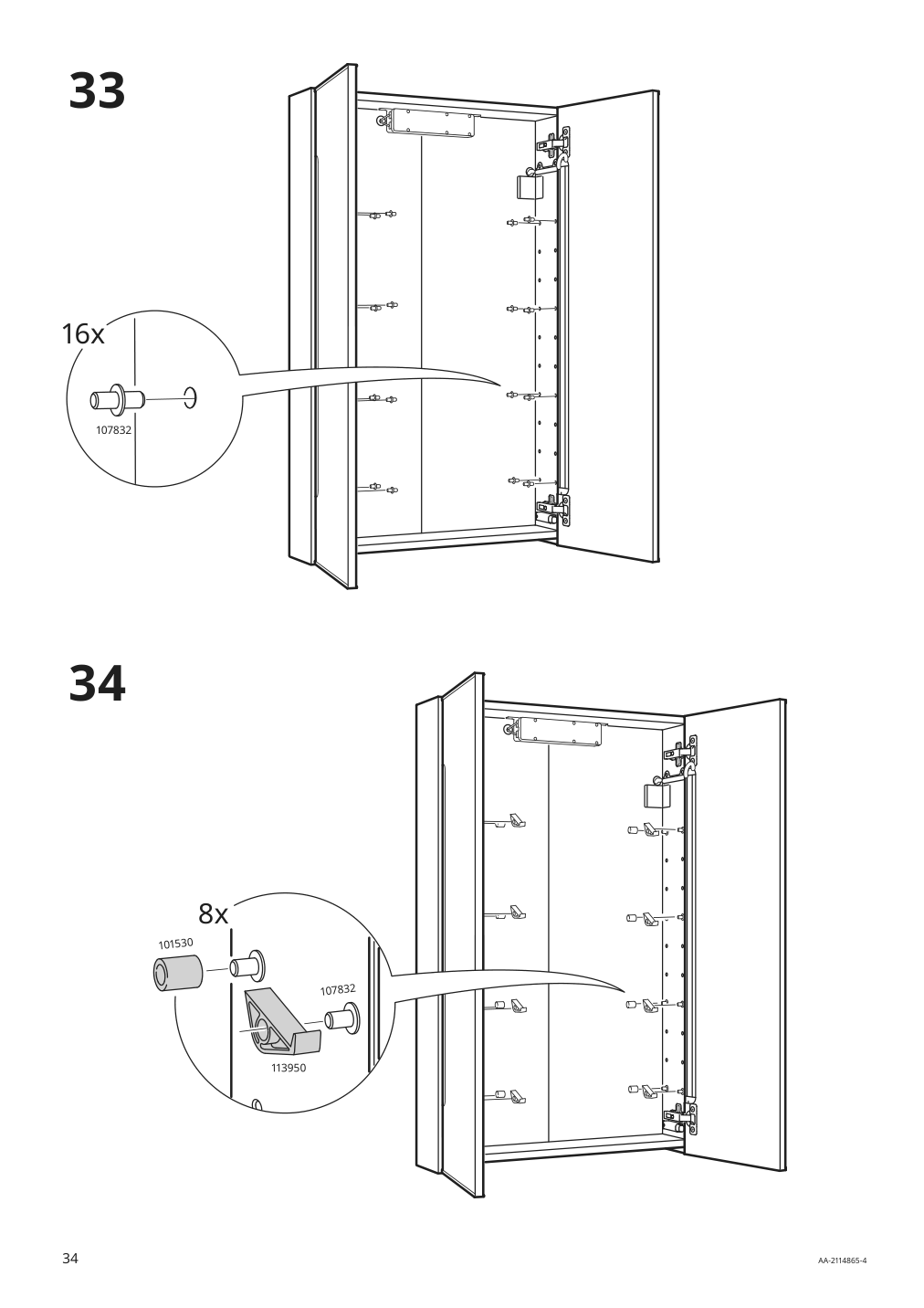 Assembly instructions for IKEA Storjorm mirror cabinet w 2 doors light white | Page 34 - IKEA STORJORM mirror cabinet w/2 doors & light 402.481.22