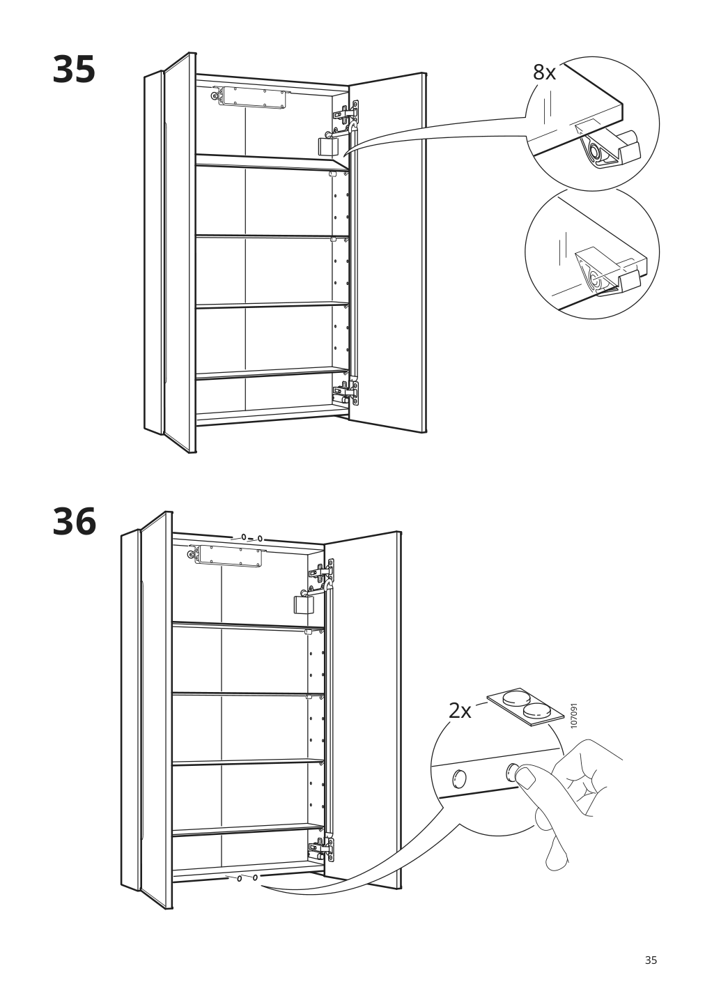 Assembly instructions for IKEA Storjorm mirror cabinet w 2 doors light white | Page 35 - IKEA GODMORGON / BRÅVIKEN bathroom furniture, set of 5 793.043.91