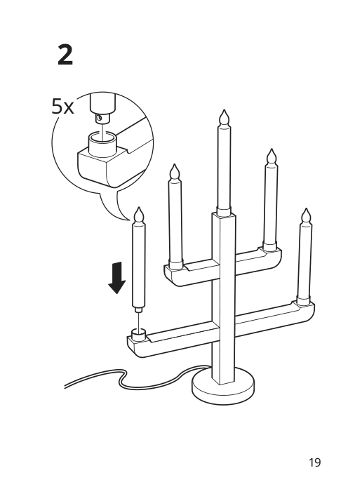 Assembly instructions for IKEA Strala led 5 arm candelabra pine | Page 19 - IKEA STRÅLA LED 5-arm candelabra 505.633.04