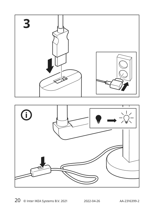 Assembly instructions for IKEA Strala led 5 arm candelabra pine | Page 20 - IKEA STRÅLA LED 5-arm candelabra 505.633.04