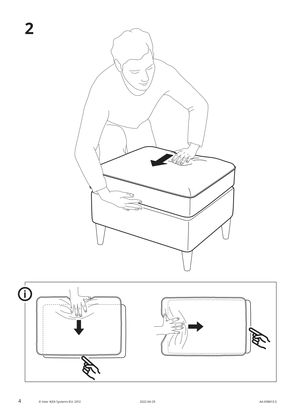 Assembly instructions for IKEA Strandmon ottoman vibberbo black beige | Page 4 - IKEA STRANDMON ottoman 904.569.67