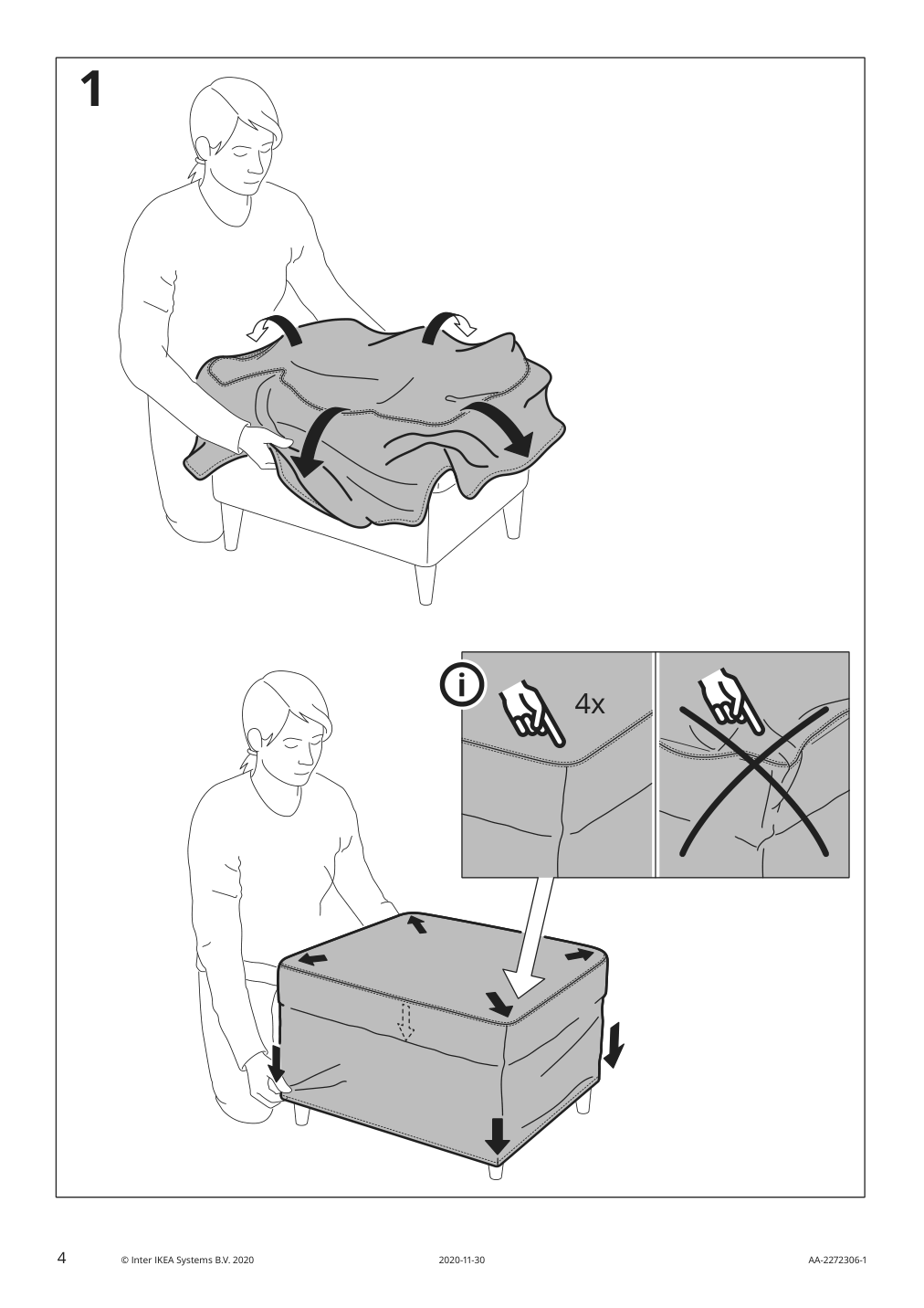 Assembly instructions for IKEA Strandmon slipcover for ottoman risane natural | Page 4 - IKEA STRANDMON slipcover for ottoman 505.118.38