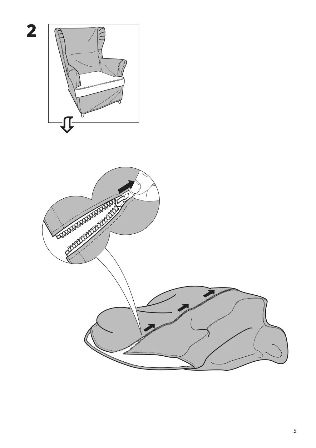 Assembly instructions for IKEA Strandmon slipcover for wing chair risane natural | Page 5 - IKEA STRANDMON slipcover for wing chair 505.118.43