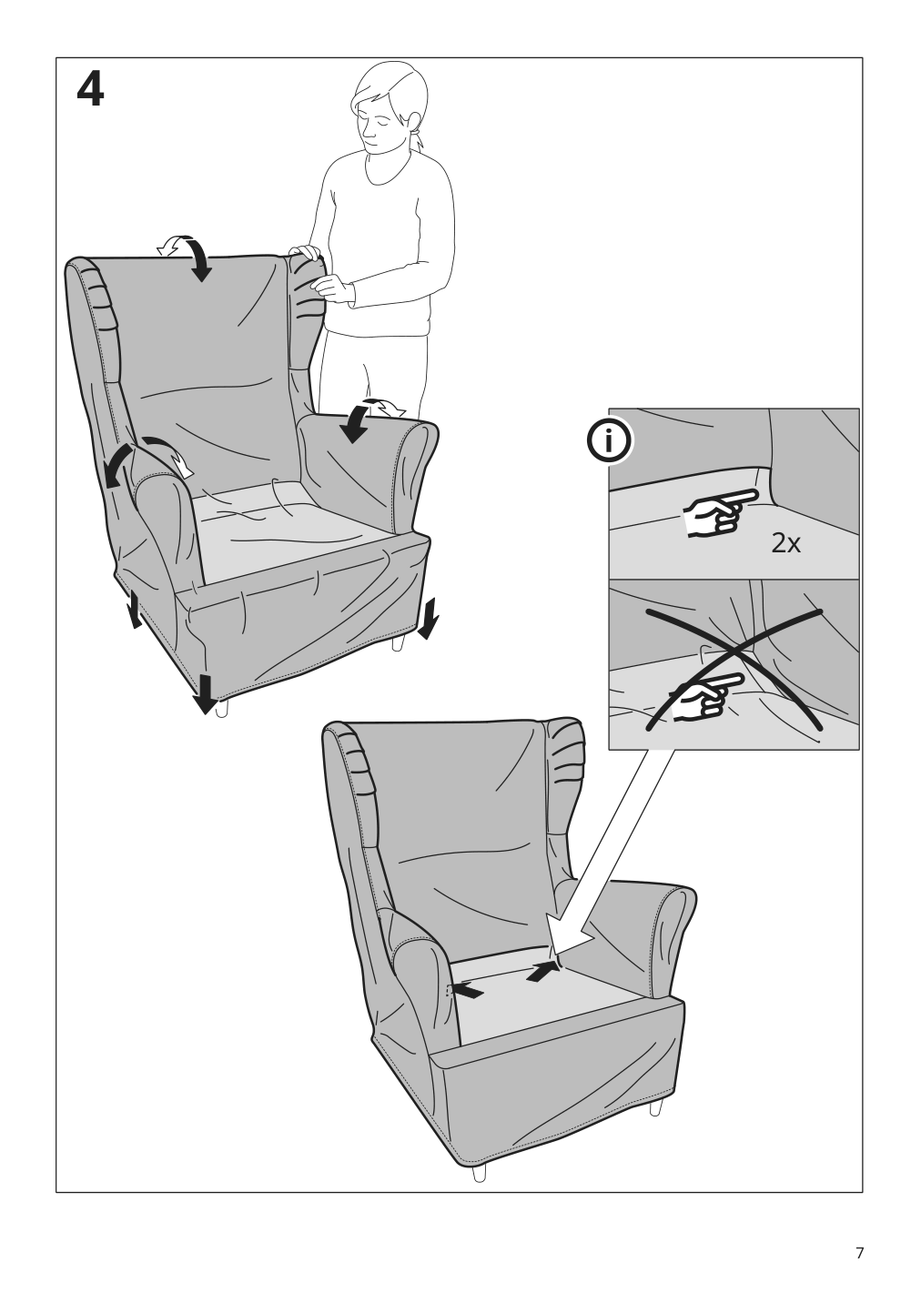 Assembly instructions for IKEA Strandmon slipcover for wing chair risane natural | Page 7 - IKEA STRANDMON slipcover for wing chair 505.118.43