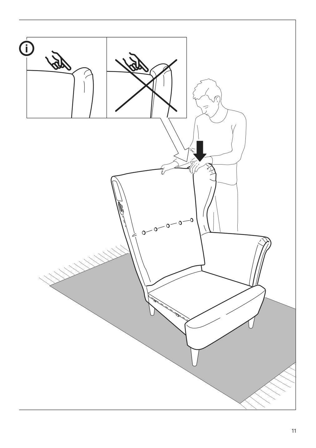 Assembly instructions for IKEA Strandmon wing chair kelinge beige | Page 11 - IKEA STRANDMON armchair and ottoman 794.839.05