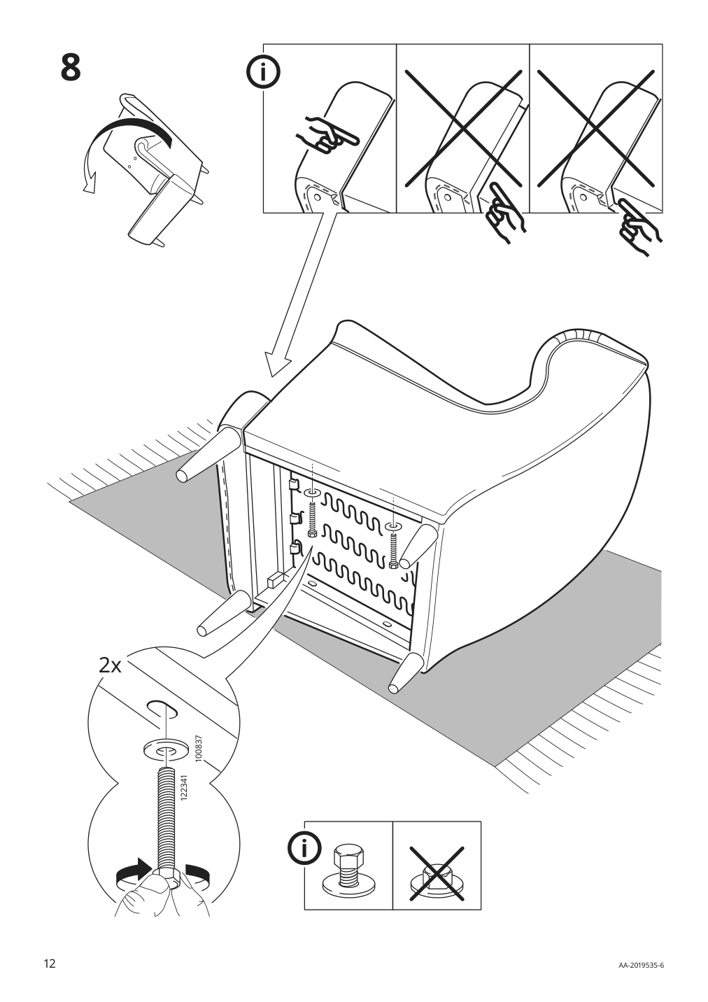 Assembly instructions for IKEA Strandmon wing chair djuparp dark blue | Page 12 - IKEA STRANDMON wing chair 605.552.90