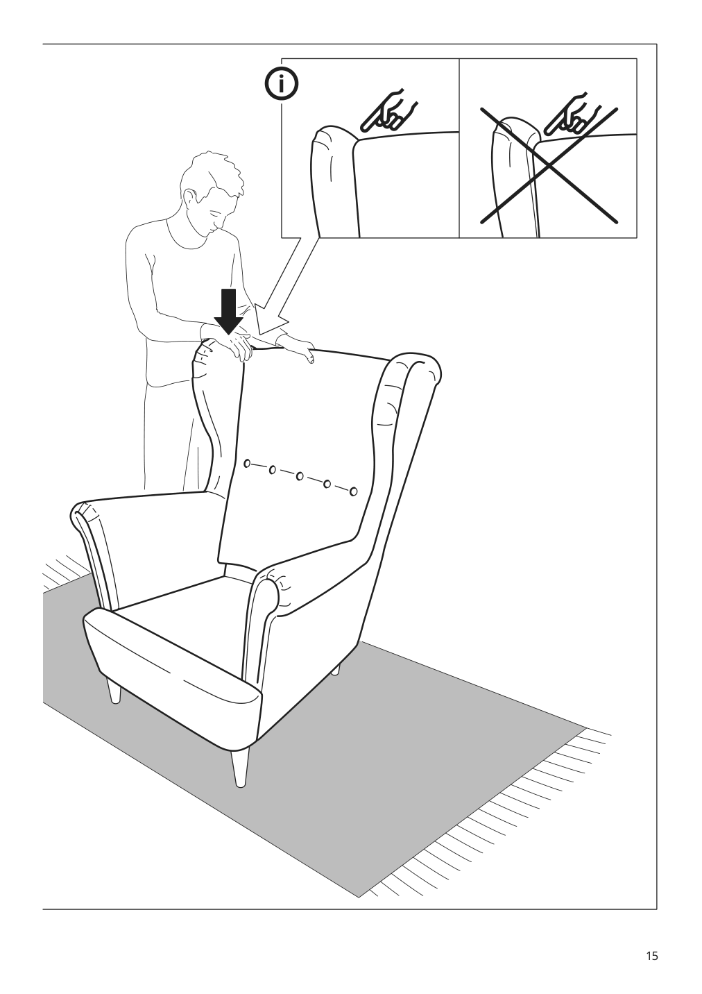 Assembly instructions for IKEA Strandmon wing chair skiftebo yellow | Page 15 - IKEA STRANDMON armchair and ottoman 594.839.06