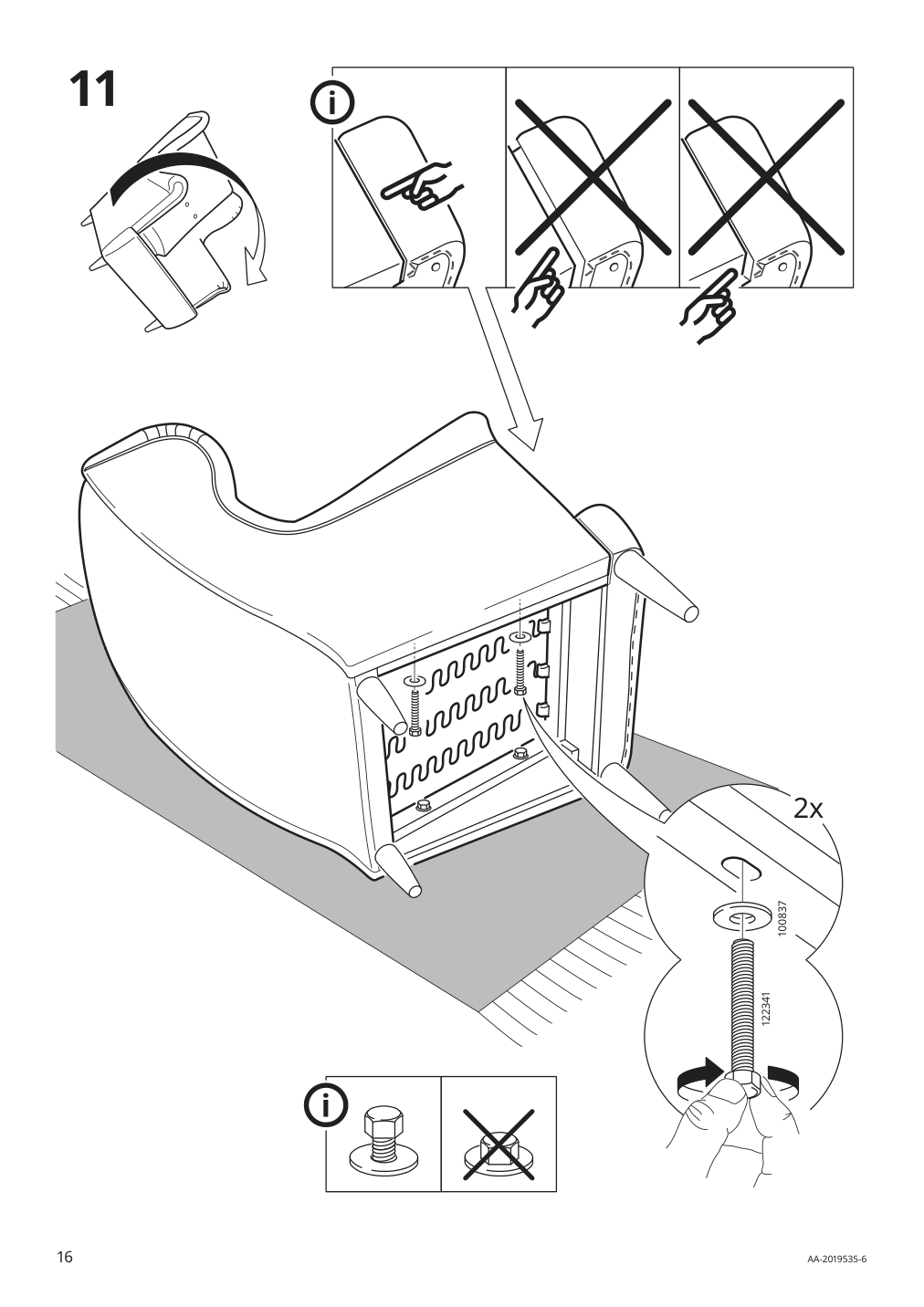 Assembly instructions for IKEA Strandmon wing chair skiftebo yellow | Page 16 - IKEA STRANDMON armchair and ottoman 594.839.06