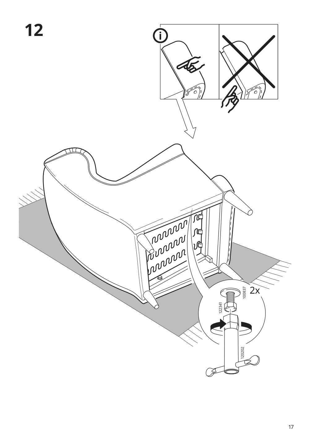 Assembly instructions for IKEA Strandmon wing chair grann bomstad dark brown | Page 17 - IKEA STRANDMON wing chair 004.946.38