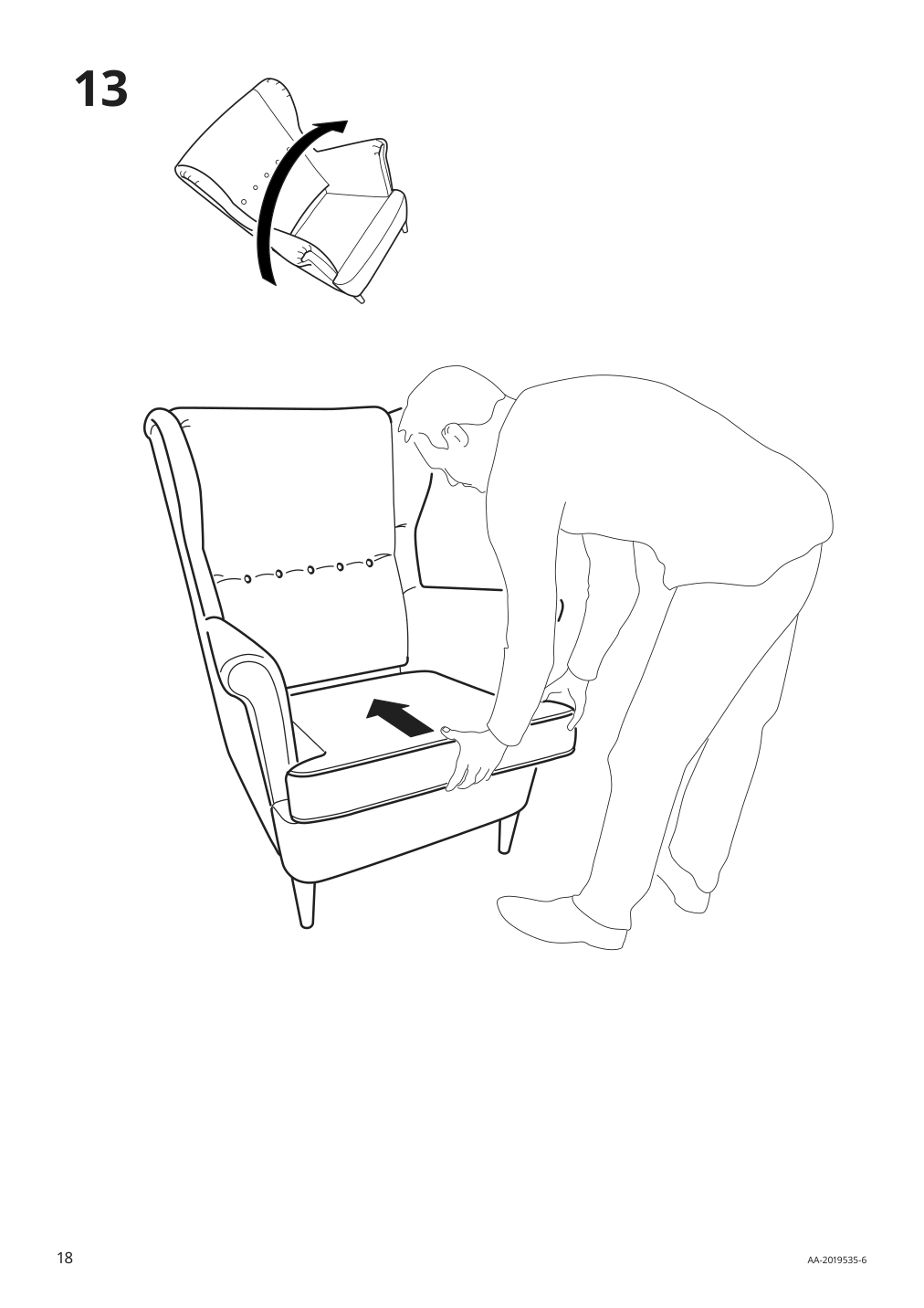 Assembly instructions for IKEA Strandmon wing chair skiftebo yellow | Page 18 - IKEA STRANDMON armchair and ottoman 594.839.06