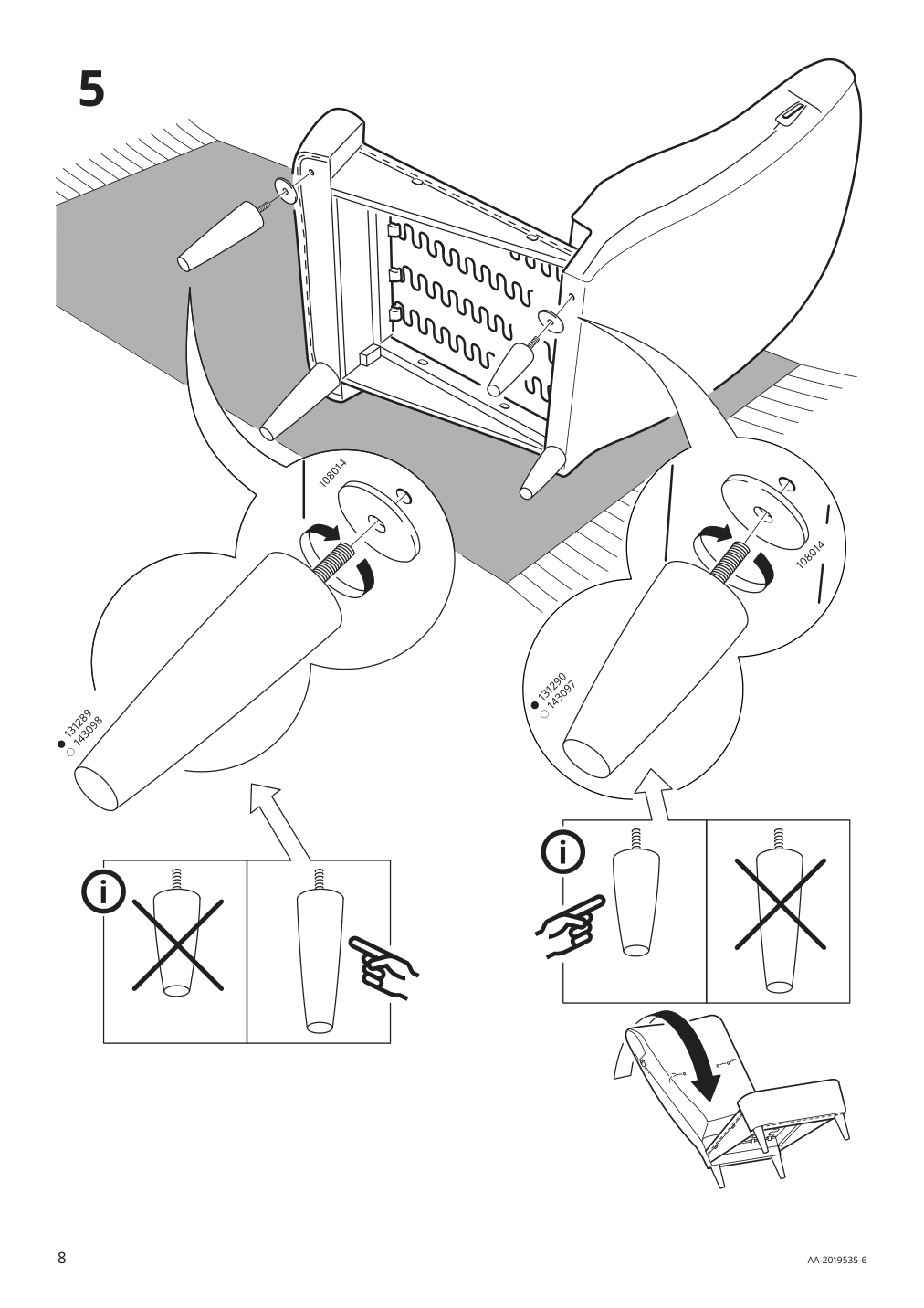 Assembly instructions for IKEA Strandmon wing chair grann bomstad dark brown | Page 8 - IKEA STRANDMON wing chair 004.946.38