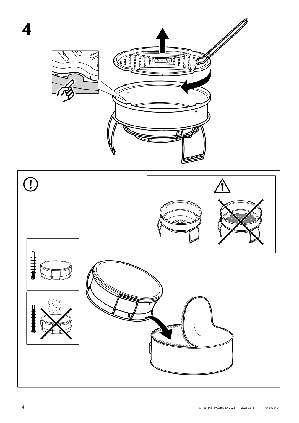 Assembly instructions for IKEA Strandoen grill charcoal green | Page 4 - IKEA STRANDÖN grill 705.758.48