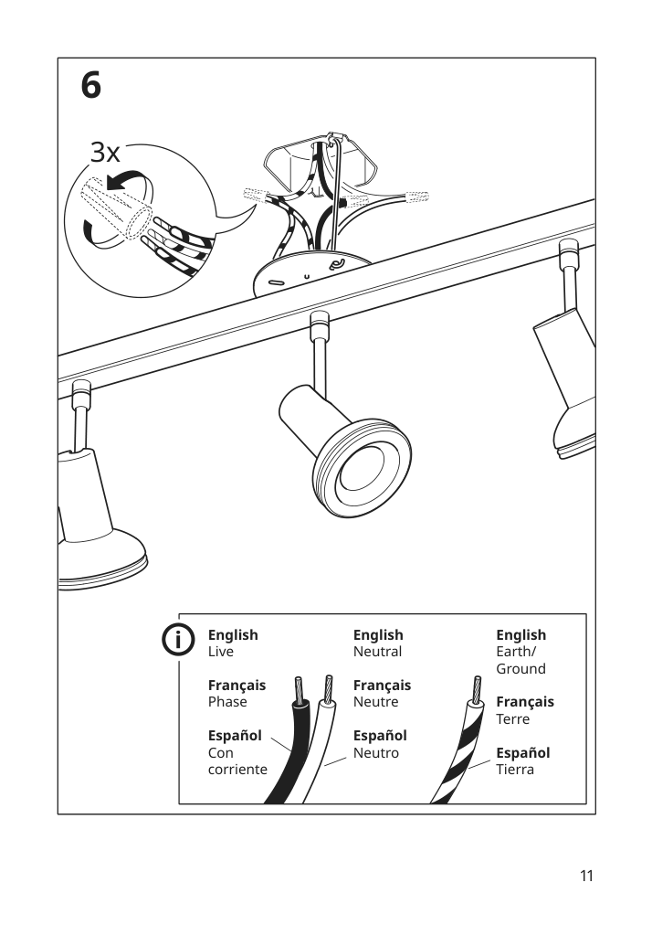 Assembly instructions for IKEA Stratosfaer ceiling light with 5 spotlights white chrome plated | Page 11 - IKEA STRATOSFÄR ceiling light with 5 spotlights 604.596.89