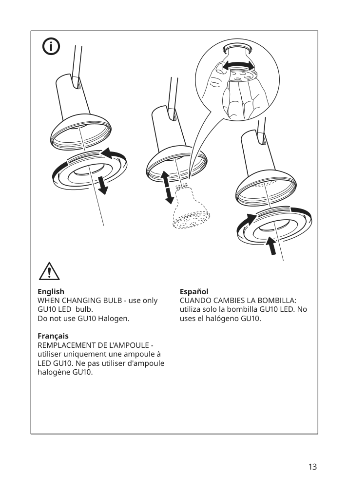 Assembly instructions for IKEA Stratosfaer ceiling light with 5 spotlights white chrome plated | Page 13 - IKEA STRATOSFÄR ceiling light with 5 spotlights 604.596.89