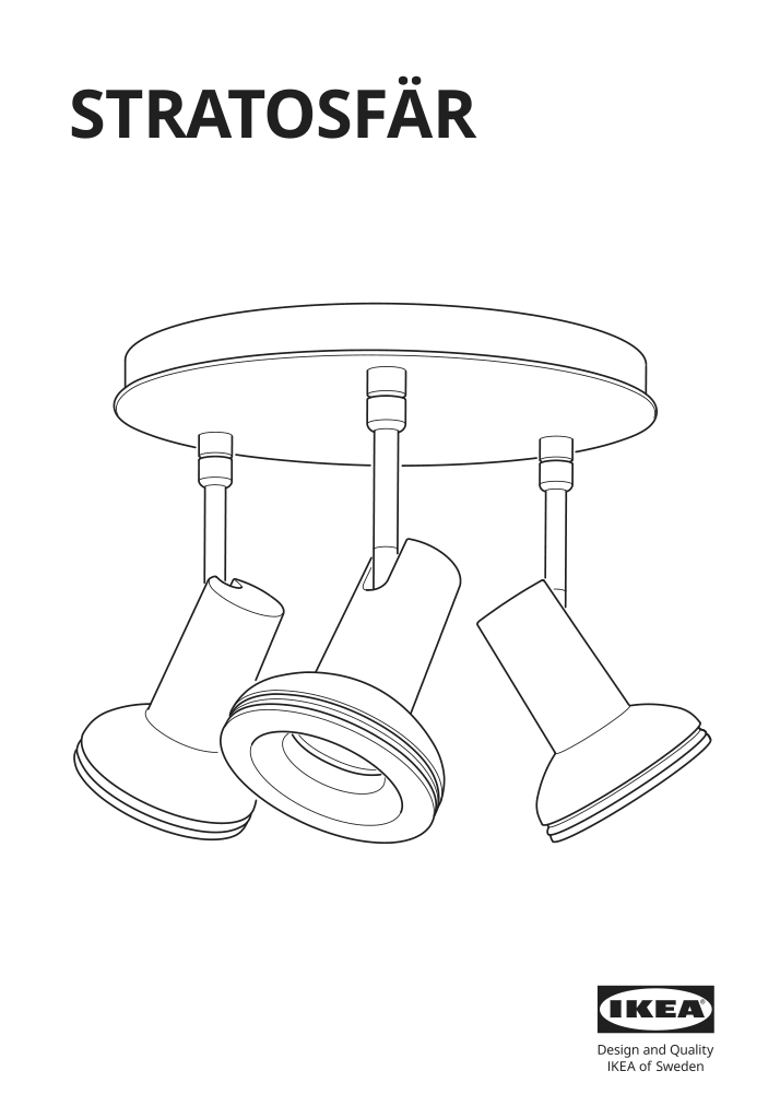 Assembly instructions for IKEA Stratosfaer ceiling spotlight with 3 lights white chrome plated | Page 1 - IKEA STRATOSFÄR ceiling spotlight with 3 lights 904.780.83