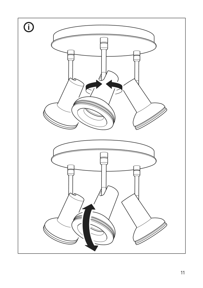 Assembly instructions for IKEA Stratosfaer ceiling spotlight with 3 lights white chrome plated | Page 11 - IKEA STRATOSFÄR ceiling spotlight with 3 lights 904.780.83