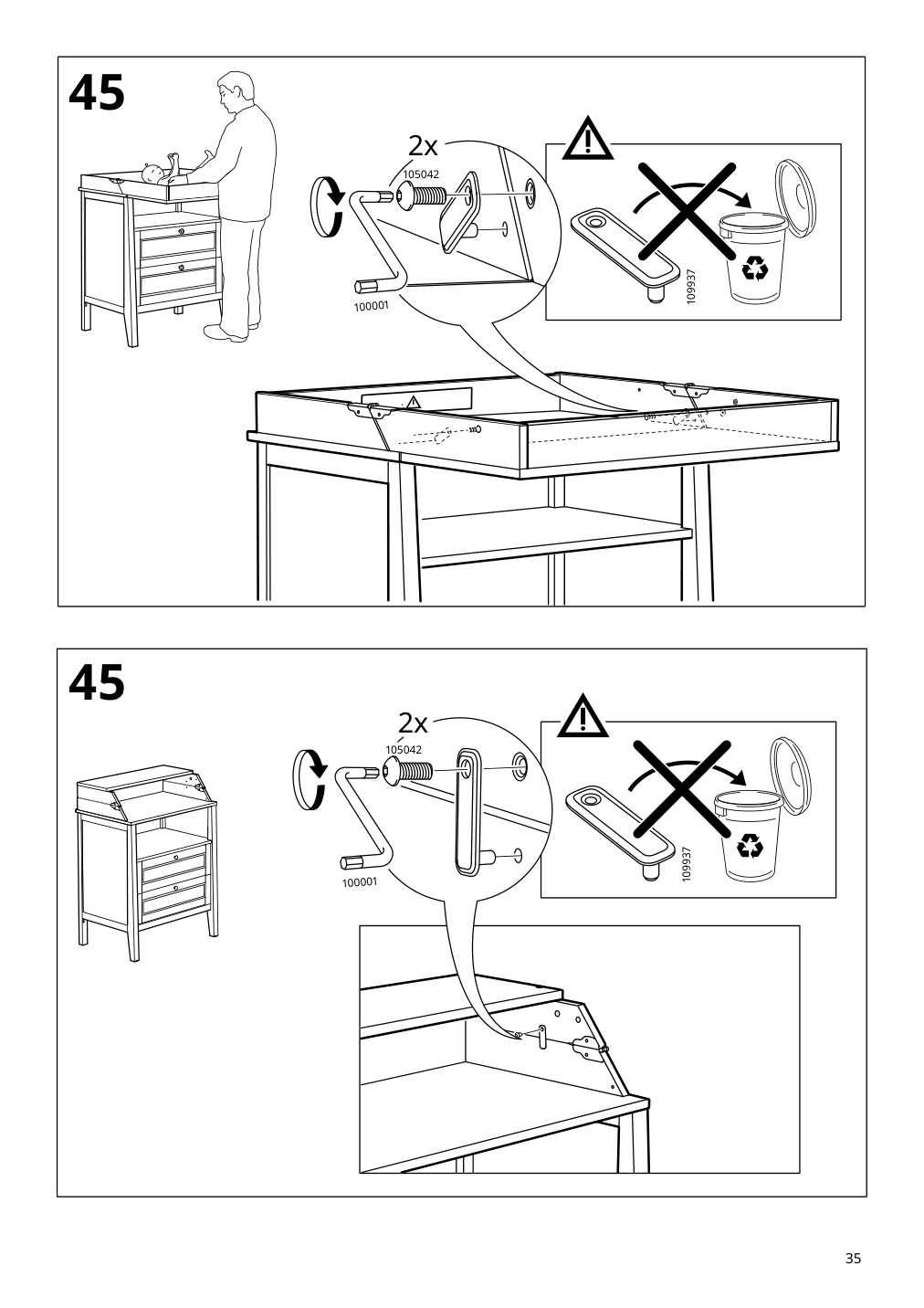 Assembly instructions for IKEA Sundvik changing table chest gray | Page 35 - IKEA SUNDVIK 3-piece baby furniture set 095.058.16