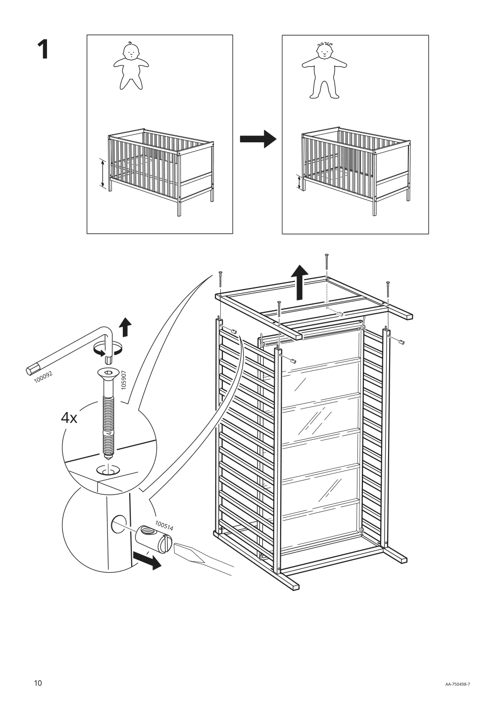 Assembly instructions for IKEA Sundvik crib gray | Page 10 - IKEA SUNDVIK 3-piece baby furniture set 095.058.16