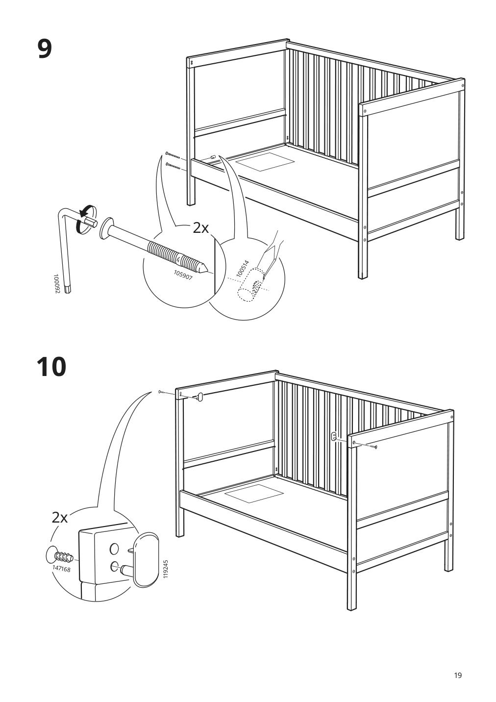 Assembly instructions for IKEA Sundvik crib gray | Page 19 - IKEA SUNDVIK 2-piece baby furniture set 595.061.06