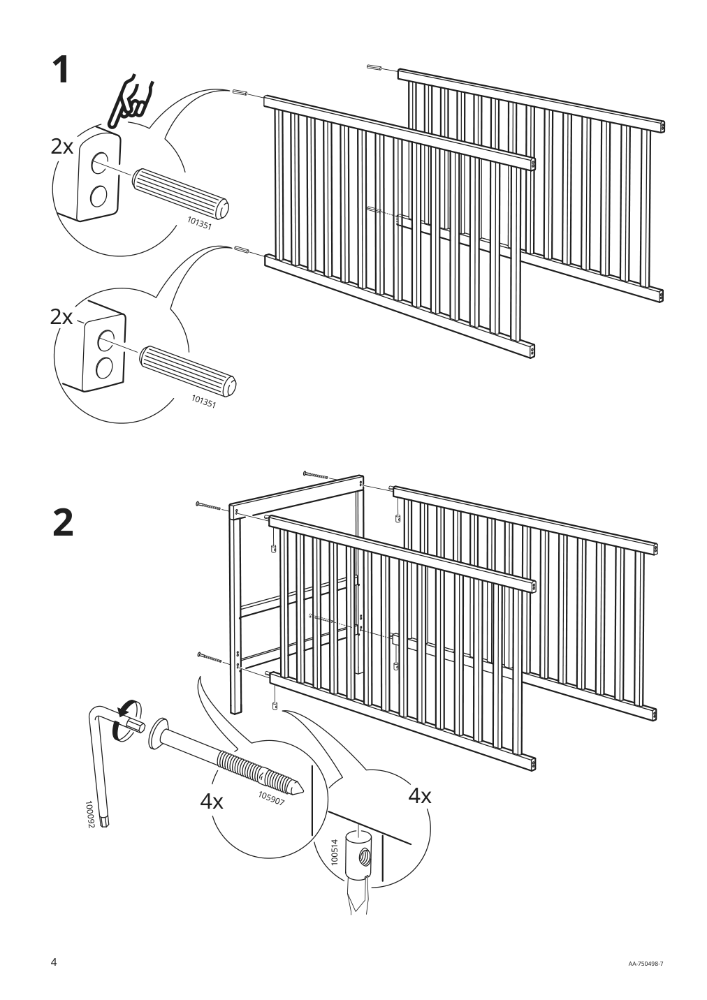 Assembly instructions for IKEA Sundvik crib gray | Page 4 - IKEA SUNDVIK crib 504.940.75