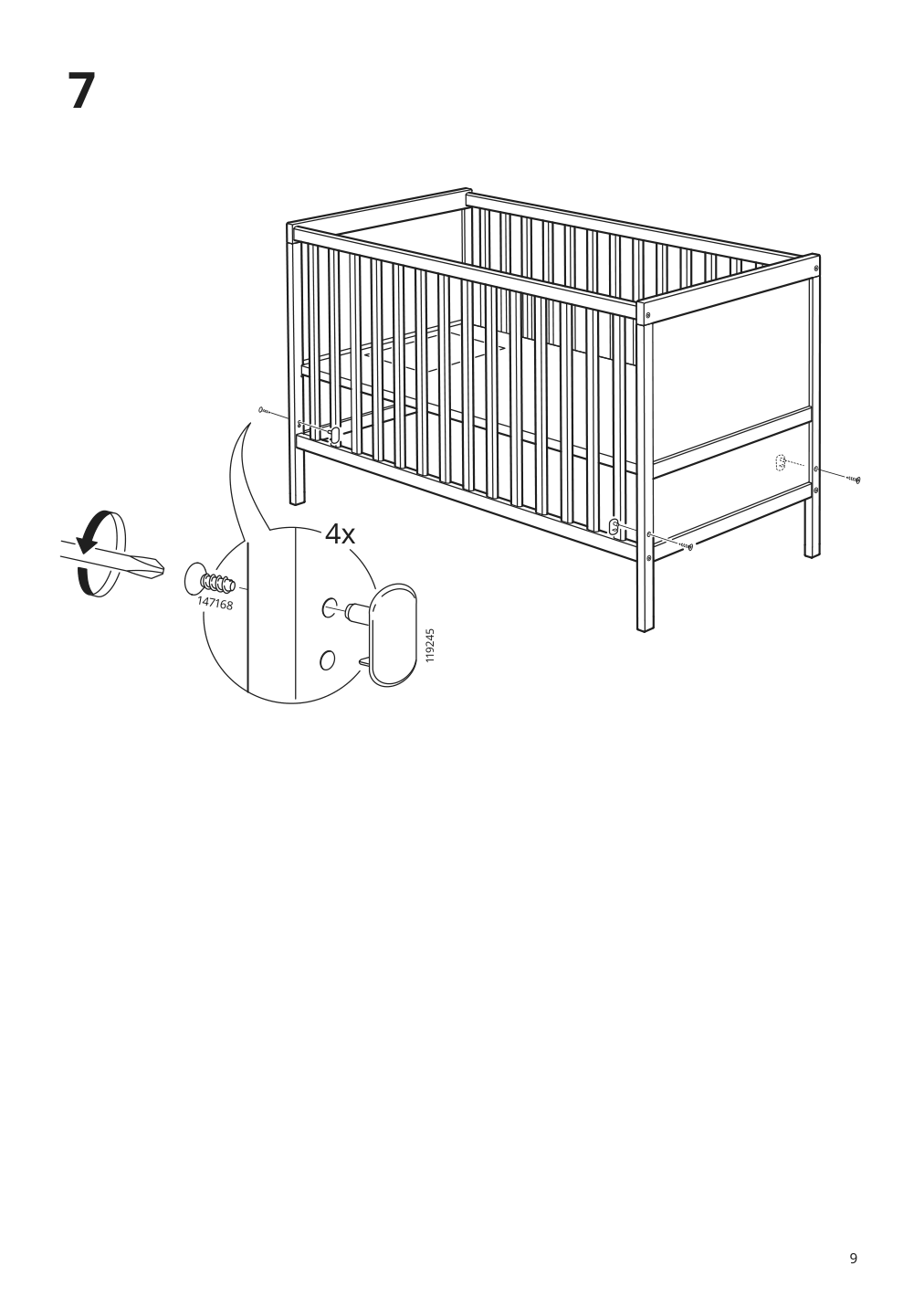 Assembly instructions for IKEA Sundvik crib gray | Page 9 - IKEA SUNDVIK crib 504.940.75