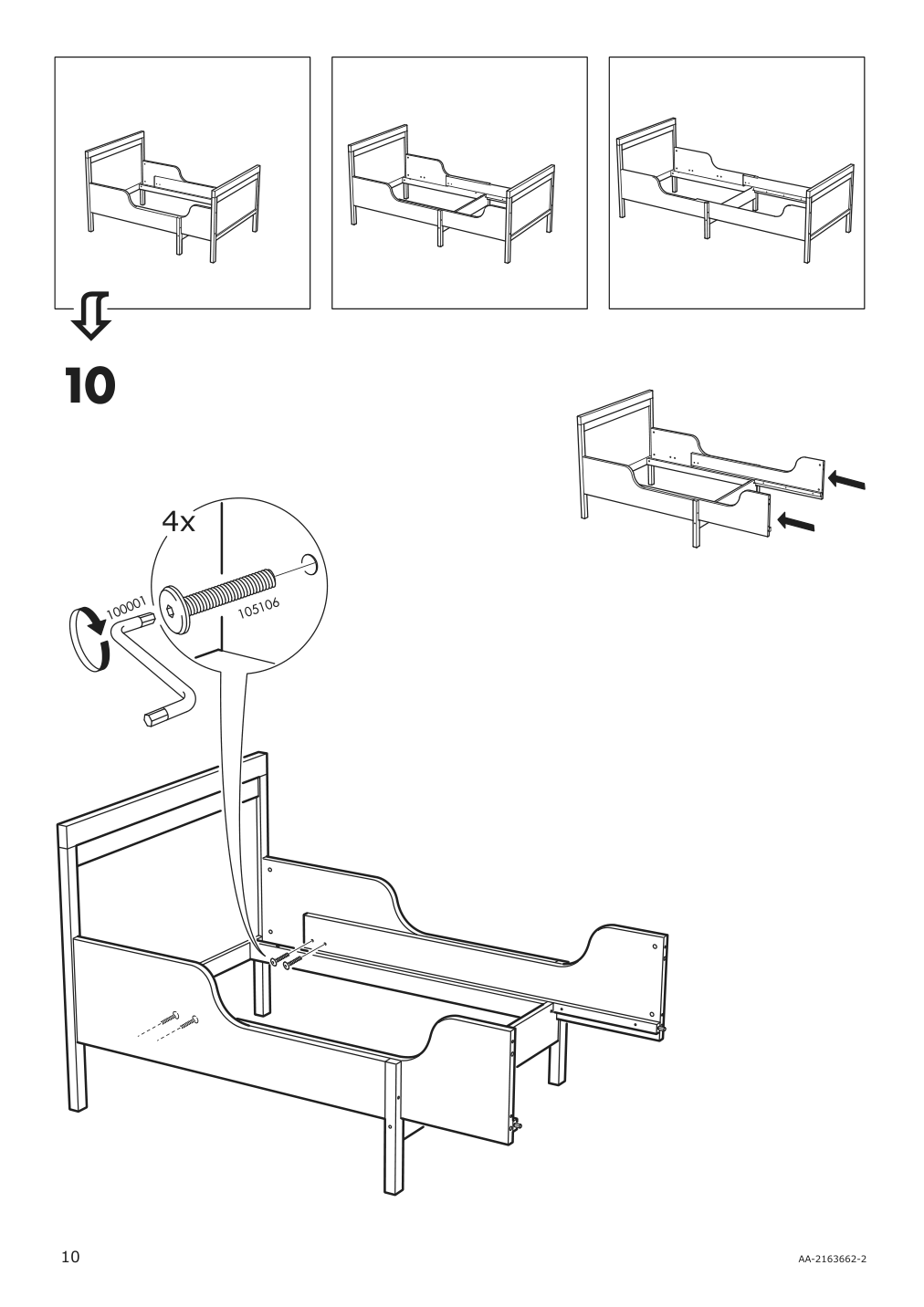 Assembly instructions for IKEA Sundvik extendable bed frame white | Page 10 - IKEA SUNDVIK ext bed frame with slatted bed base 490.460.68