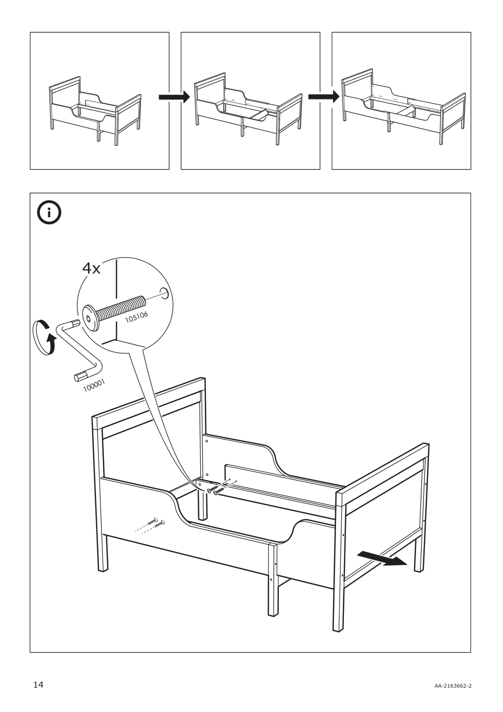 Assembly instructions for IKEA Sundvik extendable bed frame white | Page 14 - IKEA SUNDVIK ext bed frame with slatted bed base 490.460.68