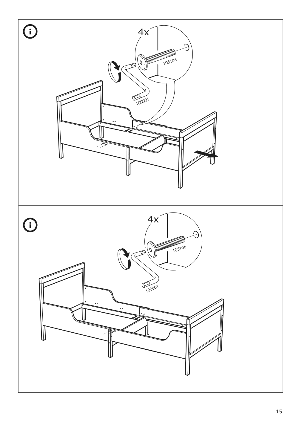 Assembly instructions for IKEA Sundvik extendable bed frame white | Page 15 - IKEA SUNDVIK ext bed frame with slatted bed base 490.460.68