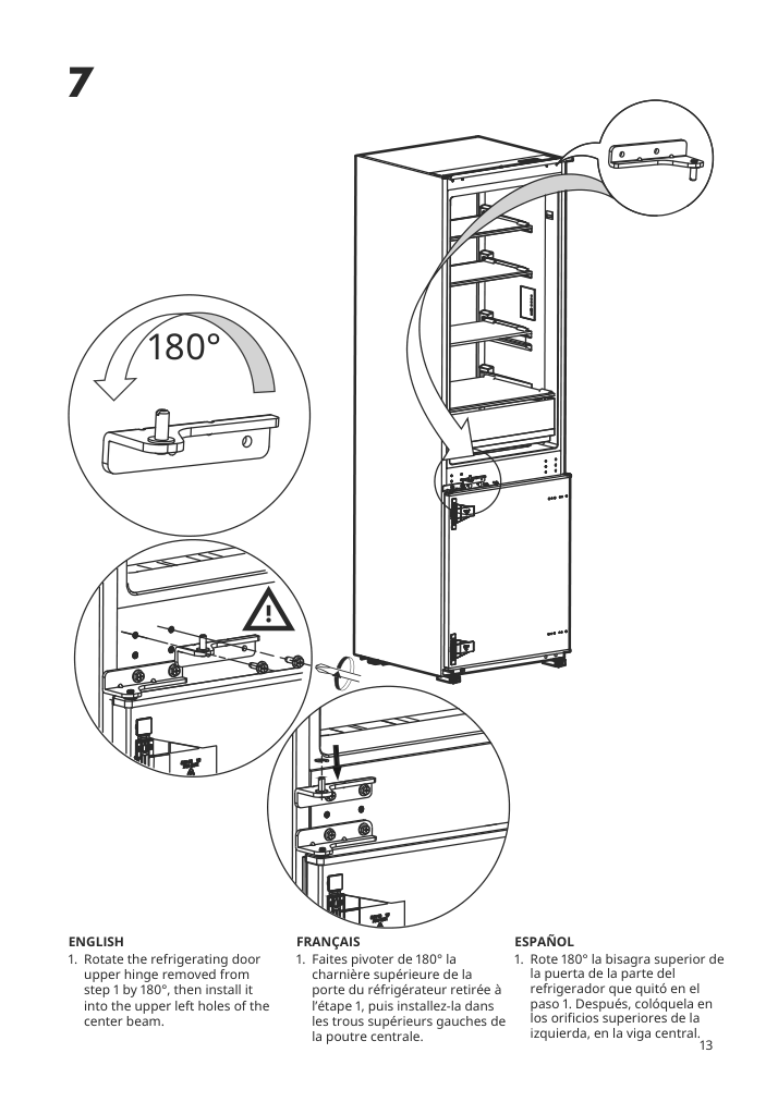 Assembly instructions for IKEA Superkall built in panel ready refrigerator panel ready | Page 13 - IKEA SUPERKALL Built-in, panel-ready refrigerator 205.090.16