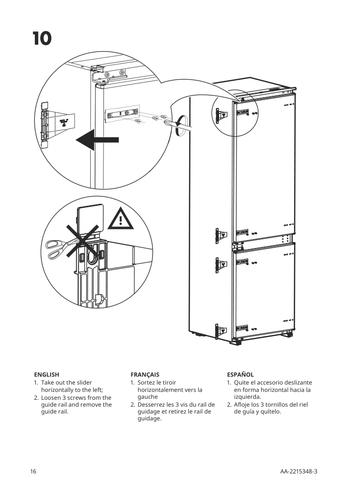 Assembly instructions for IKEA Superkall built in panel ready refrigerator panel ready | Page 16 - IKEA SUPERKALL Built-in, panel-ready refrigerator 205.090.16