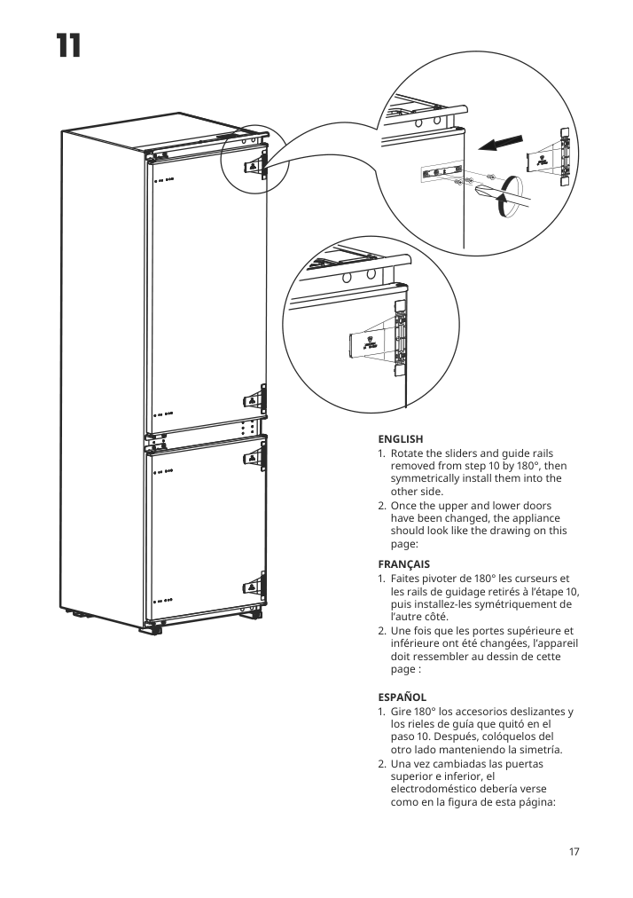 Assembly instructions for IKEA Superkall built in panel ready refrigerator panel ready | Page 17 - IKEA SUPERKALL Built-in, panel-ready refrigerator 205.090.16