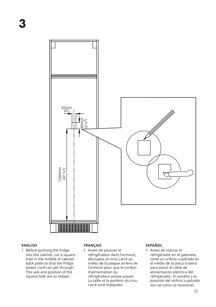 Assembly instructions for IKEA Superkall built in panel ready refrigerator panel ready | Page 21 - IKEA SUPERKALL Built-in, panel-ready refrigerator 205.090.16