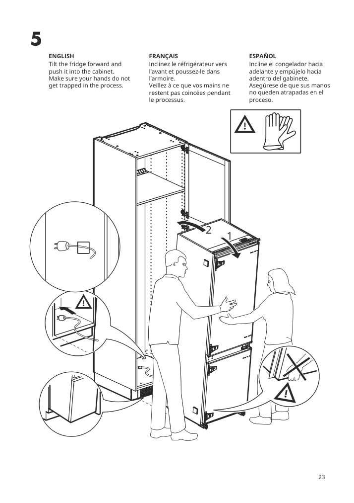 Assembly instructions for IKEA Superkall built in panel ready refrigerator panel ready | Page 23 - IKEA SUPERKALL Built-in, panel-ready refrigerator 205.090.16